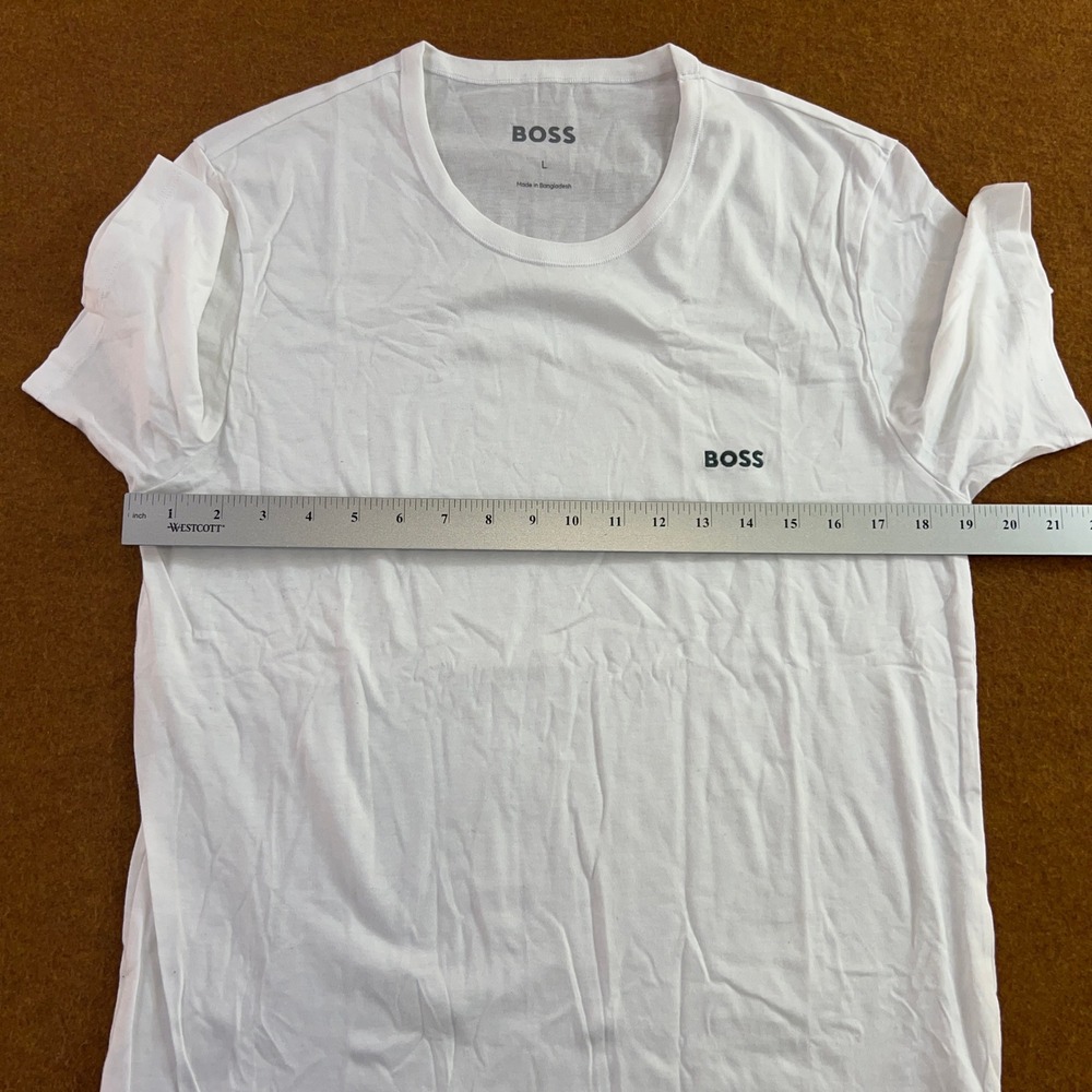 BOSS Mens Large White Embroidered Logo Short Sleeve T-Shirt New - Picture 5 of 10